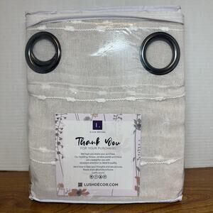 Lush Decor Farmhouse Textured Grommet Sheer Window Curtain Panel Pair 84” L